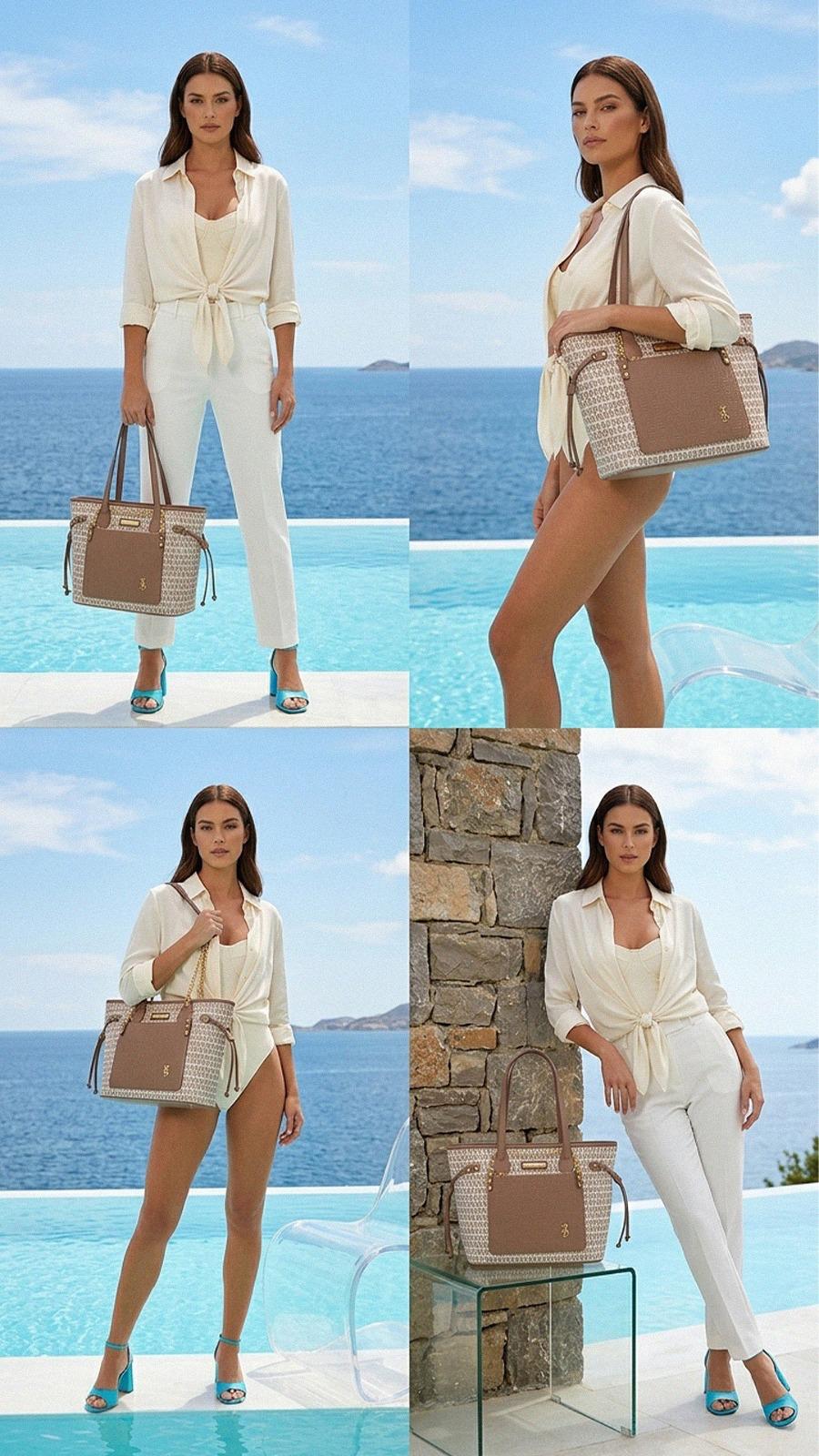 Composição da campanha com diferentes formas de usar a nova bolsa Fellipe Krein